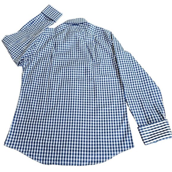 Charles Tyrwhitt Shirt Mens 15.5 Plaid Non Iron Slim Fit French Cuff LS Buttons - Picture 12 of 15